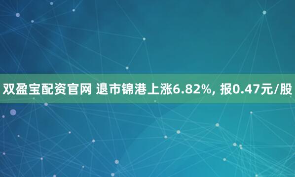 双盈宝配资官网 退市锦港上涨6.82%, 报0.47元/股